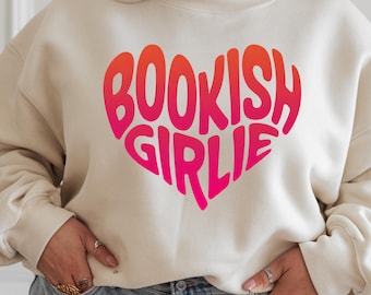 Hjärtformad boklig tjej PNG | Söt kokett bokälskare design | Läsande tjej sublimering nedladdning