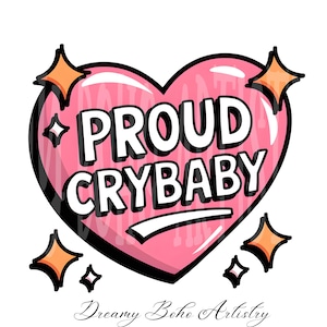 Stolzes Crybaby PNG Trending PNG Beliebte PNG Design Mentale Gesundheit Png Emotionale Mädchen Png Selbstliebe Aufkleber Design Retro Herz Png