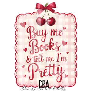 Compre livros e diga-me, PNG bonito, clipart fofo e moderno de livros, design de adesivo Kindle, design de sublimação comercial de livros em PNG de guingão
