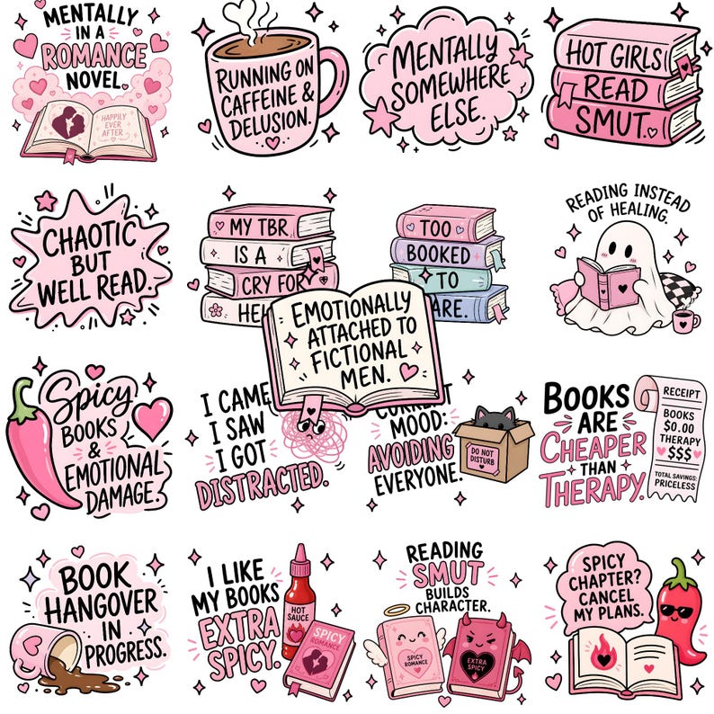 Hot Mess Reader Clipart | 35 BookTok-citat | Smutty Book Club | Spicy Book Lover bild 2