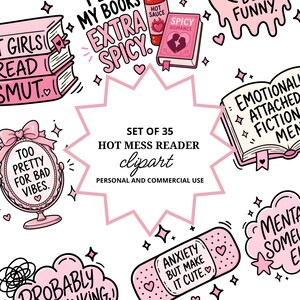 Hot Mess Reader Clipart | 35 BookTok-citat | Smutty Book Club | Spicy Book Lover bild 15