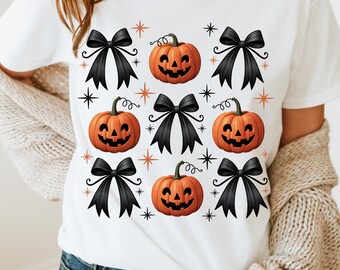 Dynia Kokietka PNG | Kokarda na Halloween Jack-o-Lantern Design | Dziewczęcy Upiorny Sezon PNG