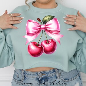 Cute Coquette Cherry PNG, Cherries Sublimation Design, Cherry Clipart, Popular Trendy Cherries with Bow Digital Download, Summer PNG