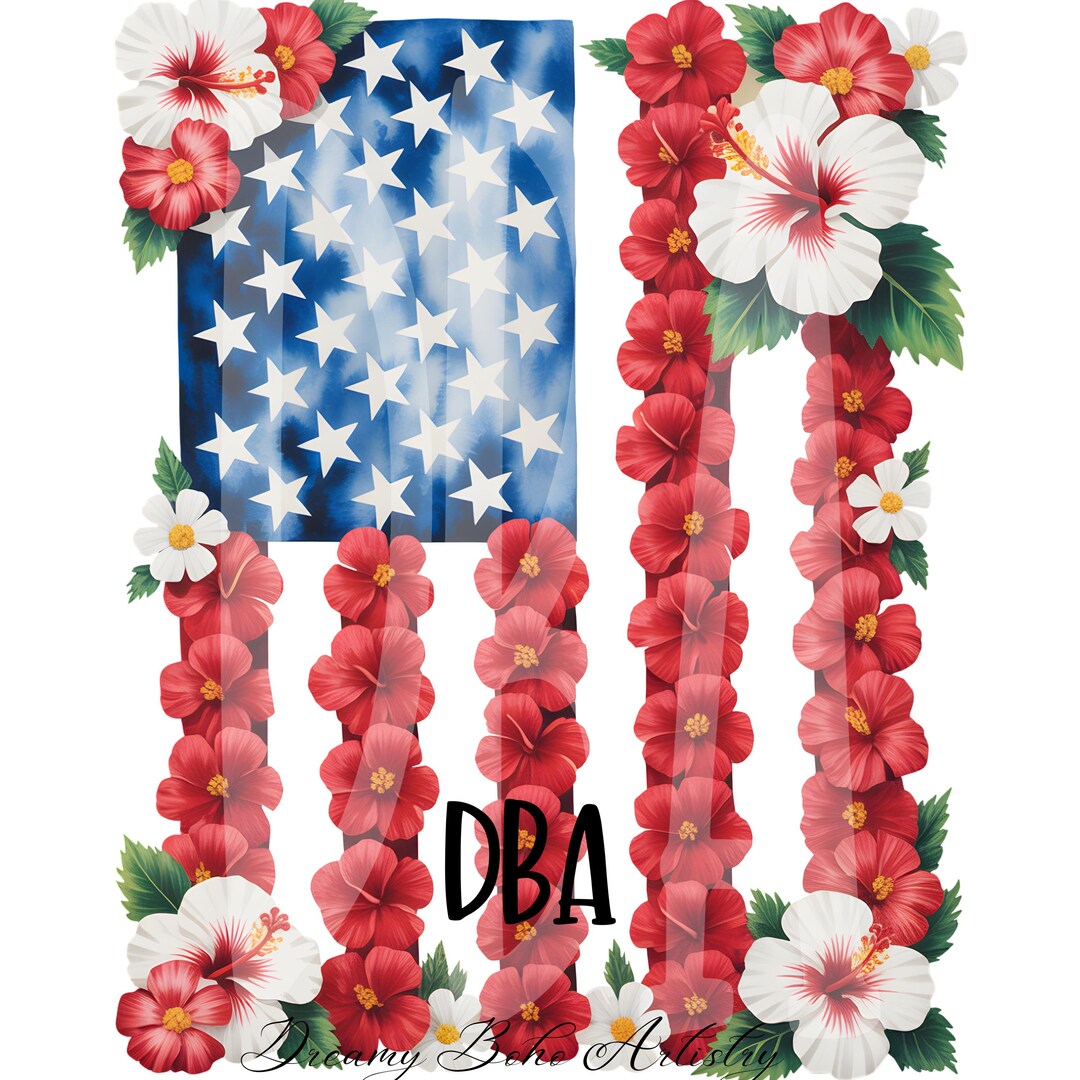 Floral American Flag PNG, 4th of July PNG, America Png, Patriotic PNG ...