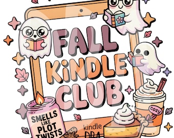 Fall Kindle Club PNG: Bookish Girl Art (Digital Download)