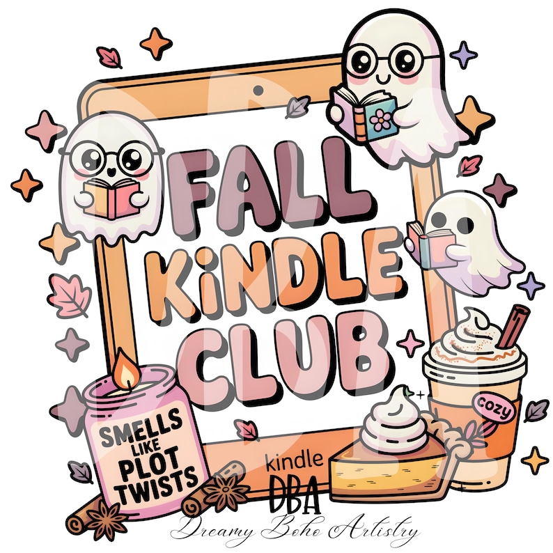 Fall Kindle Club PNG | Bookish Girlie Png | T-shirt Sticker Mug Design ...