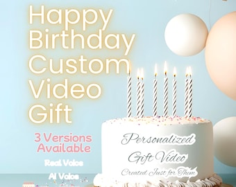 Spersonalizowana cicha wiadomość wideo z urodzinami, elegancki animowany tekst, pobieranie cyfrowe