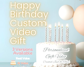Spersonalizowana wiadomość wideo z urodzinowym tekstem i głosem AI, spersonalizowany prezent wideo