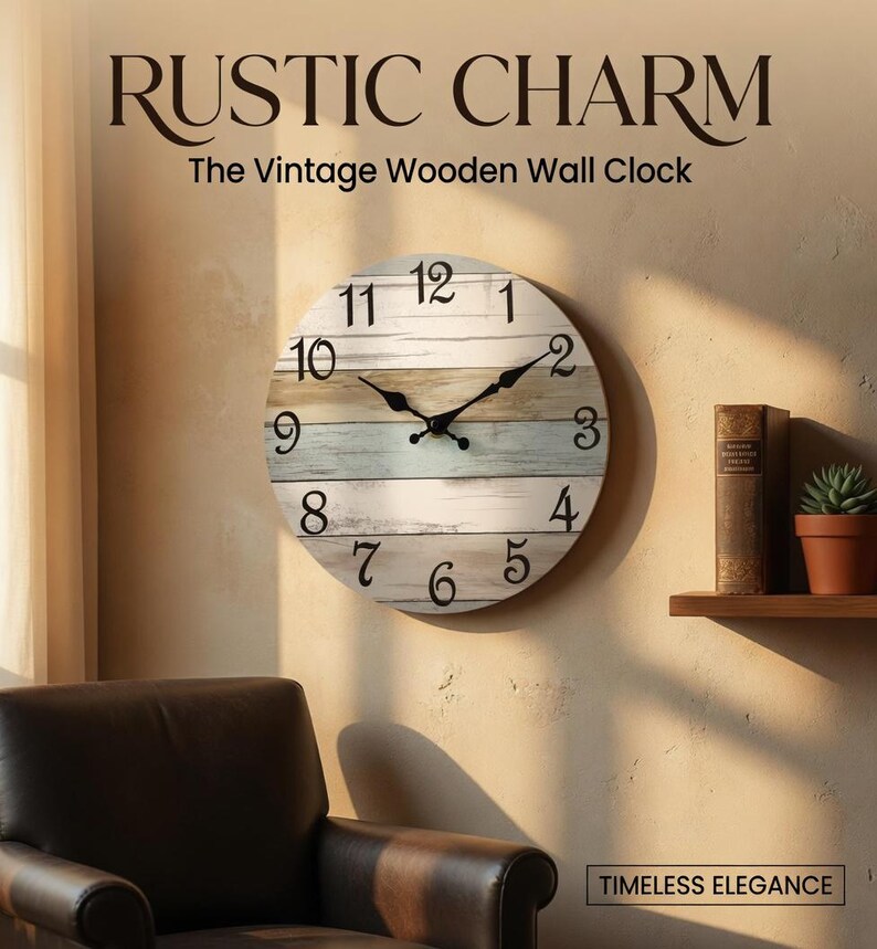 Rustic Timepiece Silent Rustic Coastal Wooden Wall Clock, 8-inch Decorative Timepiece - Etsy