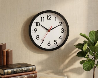 Silent 8-Inch Wall Clock | Classic Design, Easy-Read Numerals, Battery Operated