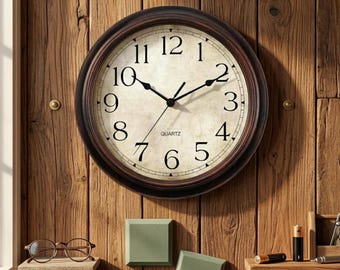 Vintage Silent Wall Clock - 8.5 Inch Non-Ticking Analog Clock for Kitchen, Bedroom, Office - Bronze