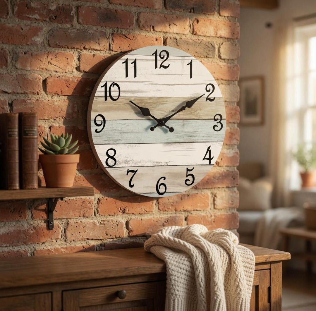 Rustic Timepiece Silent Rustic Coastal Wooden Wall Clock, 8-inch Decorative Timepiece - Etsy