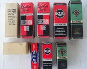 vintage radio tubes, instant collection, art supply, RCA, NB, Navy, Raytheon, free shipping, from Diz Has Neat Stuff