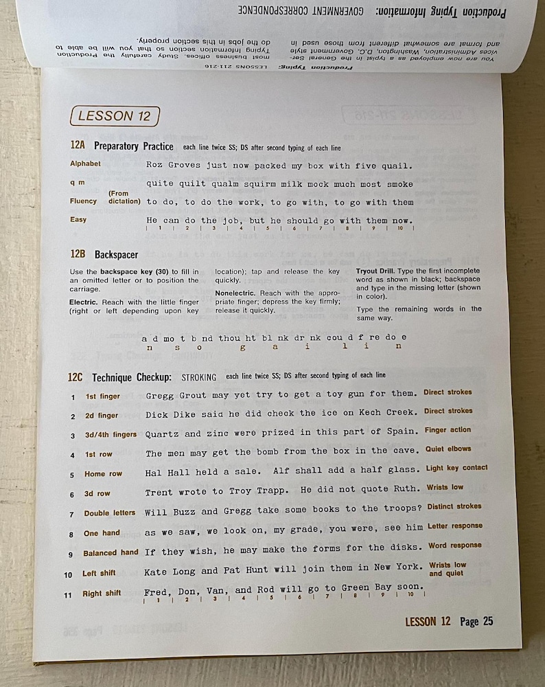 Type Writing Textbook Vintage College Typewriting Textbook - 1975 Southwestern Edition - Etsy