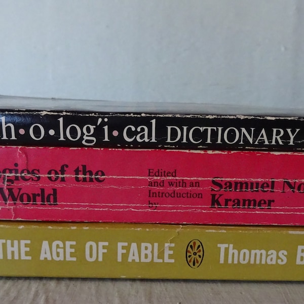 vintage paperbacks, 3 volumes, mythology, Fables, myths, Gods and Heros, 1960's, free shipping, from Diz Has Neat Stuff