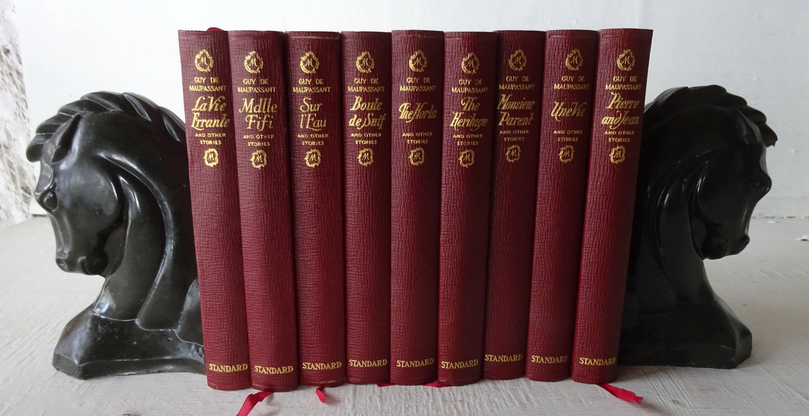 Evaluering ketcher Slud Antique Book Set Guy De Maupassant 1922 9 Volumes Red Book - Etsy