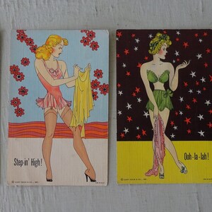 vintage post cards, Curt Teich and Co., Inc., 4 pinups, naughty, sexy, C T art colortone, free shipping, from Diz Has Neat Stuff