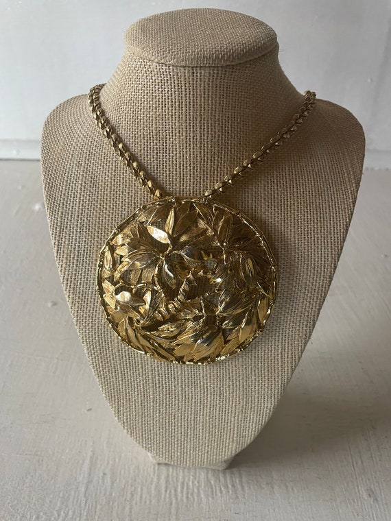 vintage Judith Leiber Medallion, gold tone, large 