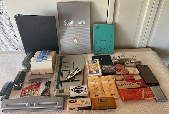 vintage office supplies, desk destash