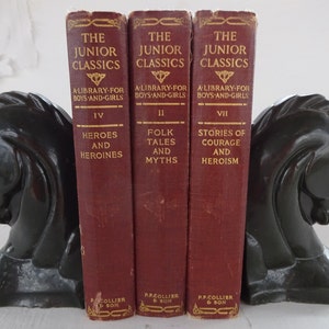 antique books, The Junior Classics, 3 volumes, 1918, illustrated, breakers,free shipping, from Diz Has Neat Stuff