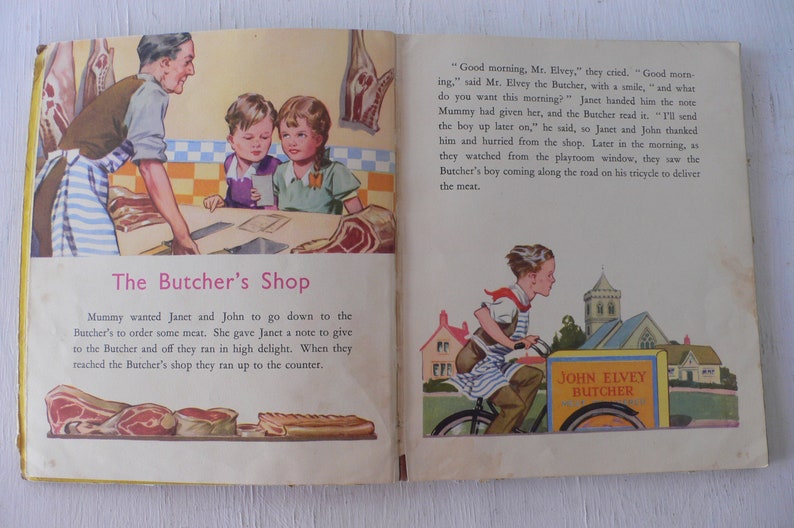 vintage children's book, Let's Go Shopping, 1940, Picture Book, London, free shipping, from Diz Has Neat Stuff image 5