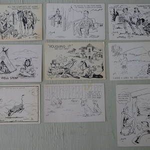 vintage post cards, 9 cards, Black and White, Cooper Photo, Larsen Art, humorous, comic, sexy, free shipping, from Diz Has Neat Stuff