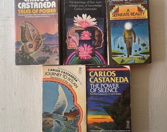 vintage paperbacks, Carlos Castaneda, 5 books, The Lessons of Don Juan, 1970's and 1980's, free shipping,from Diz Has Neat Stuff