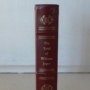 vintage book, The Trial of William Joyce, 1987, red leather bound, reprint, free shipping,  from Diz Has Neat Stuff
