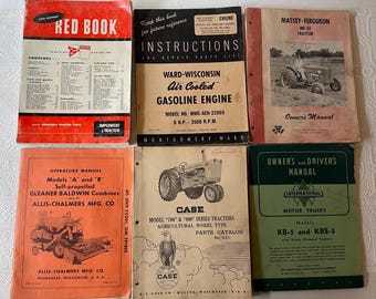 Vintage Tractor & Farm Equipment Repair Manuals: 1950s Allis Chalmers, Massey Ferguson - 6 Book Lot
