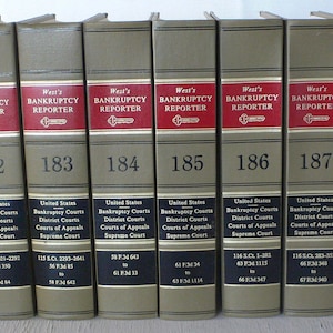 vintage law books, West&#39;s Bankruptcy Reporter, 1996, 10 volumes taupe,red and black, free shipping, from Diz Has Neat Stuff