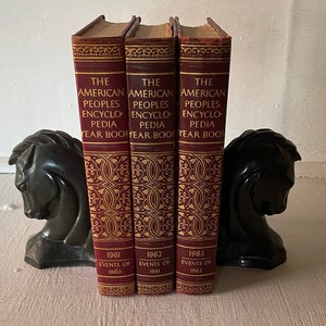 vintage book set, The American Peoples Encyclopedia Yearbooks, 1961-1963, illustrated, free shipping, from Diz has Neat Stuf