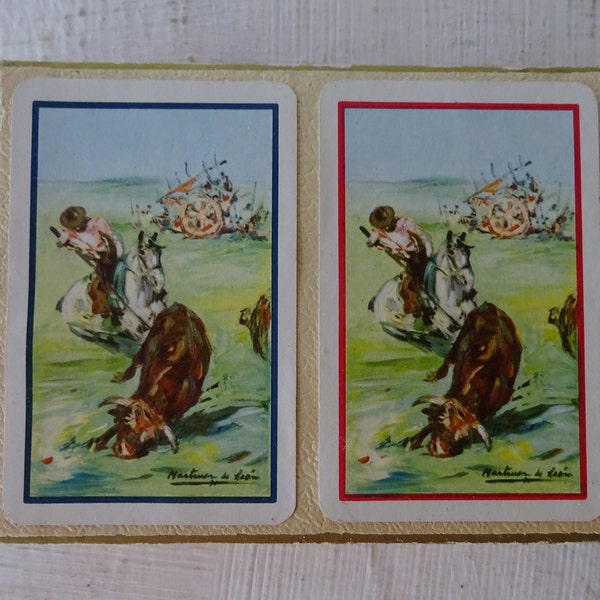 vintage Naipes Fournier Vitoria Espana playing cards, Bullfighting, 2 decks, Martinez de Leon, 1951, free shipping from Diz Has Neat Stuff