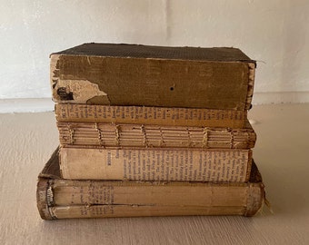 old book stack, raw edge book spines, deconstructed spines, christian studies, breakers, 5 antique books, free shipping, from Diz Has Neat S