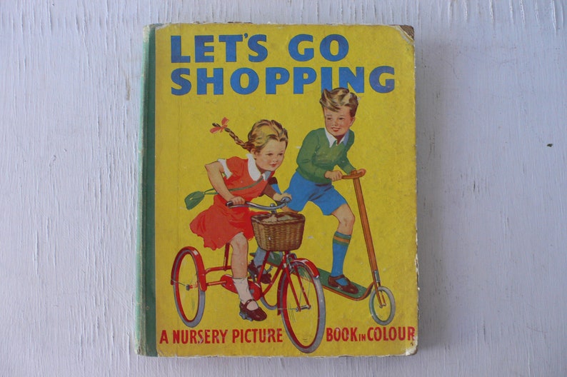 vintage children's book, Let's Go Shopping, 1940, Picture Book, London, free shipping, from Diz Has Neat Stuff image 1