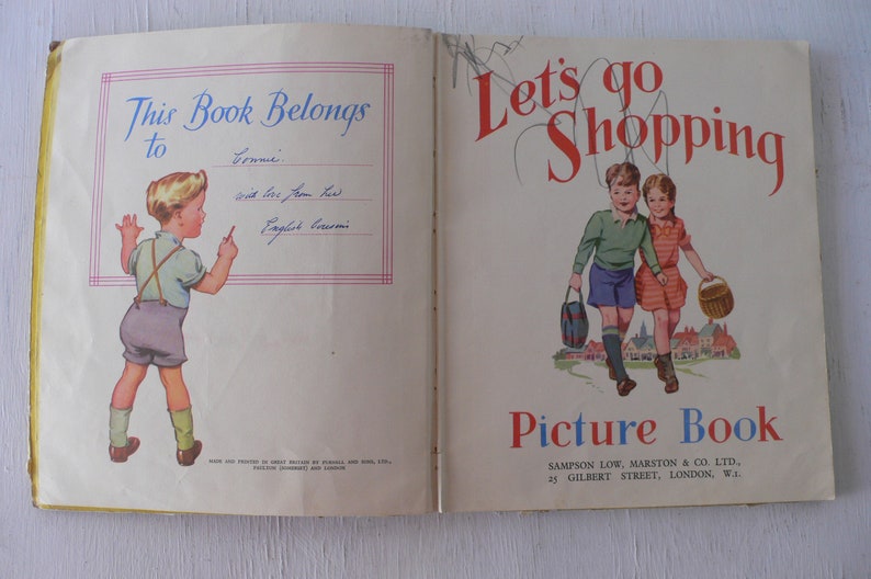 vintage children's book, Let's Go Shopping, 1940, Picture Book, London, free shipping, from Diz Has Neat Stuff image 4