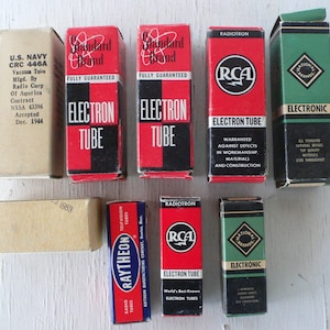vintage radio tubes, instant collection, art supply, RCA, NB, Navy, Raytheon, free shipping, from Diz Has Neat Stuff
