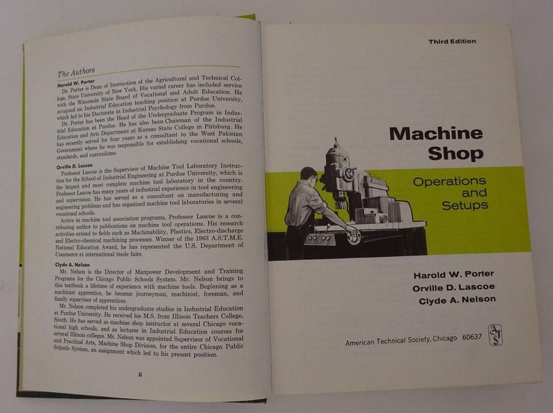 Vintage Textbook Machine Shop Operations and Setups Porter Etsy