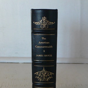 vintage book, The American Commonwealth, by James Bryce, 1987, black leather bound, reprint, free shipping,  from Diz Has Neat Stuff