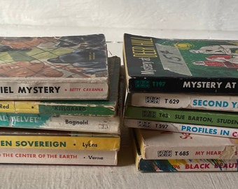 vintage Scholastic Book Stack, 1950's, 1960's, and 1970's, 11 soft covers, collectible, free shipping, from Diz Has Neat Stuff