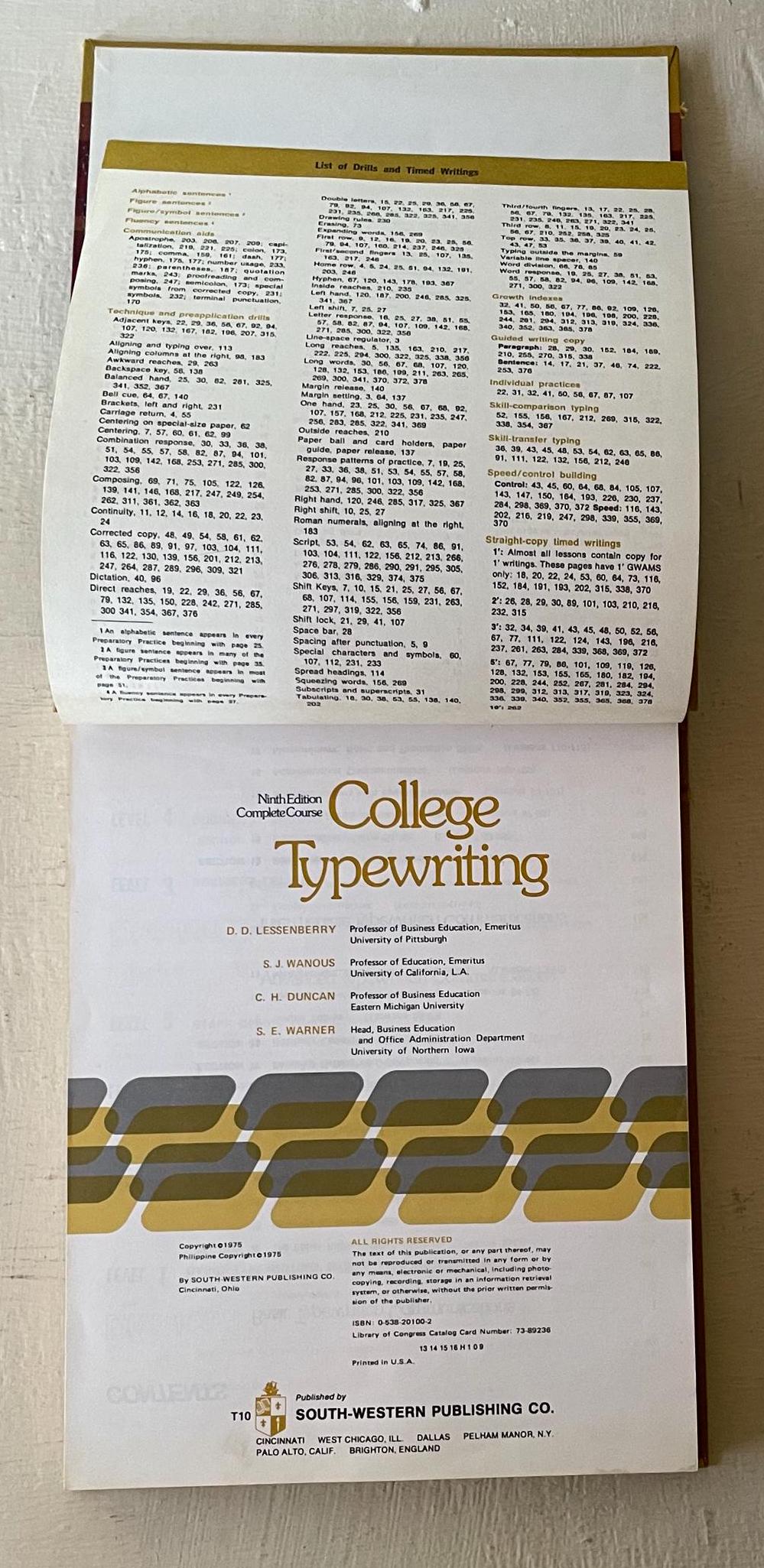 Type Writing Textbook Vintage College Typewriting Textbook - 1975 Southwestern Edition - Etsy