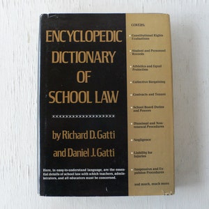 vintage textbook, Encyclopedic Dictionary of School Law, Gatti, 1975, black book decor, free shipping, from Diz Has Neat Stuff