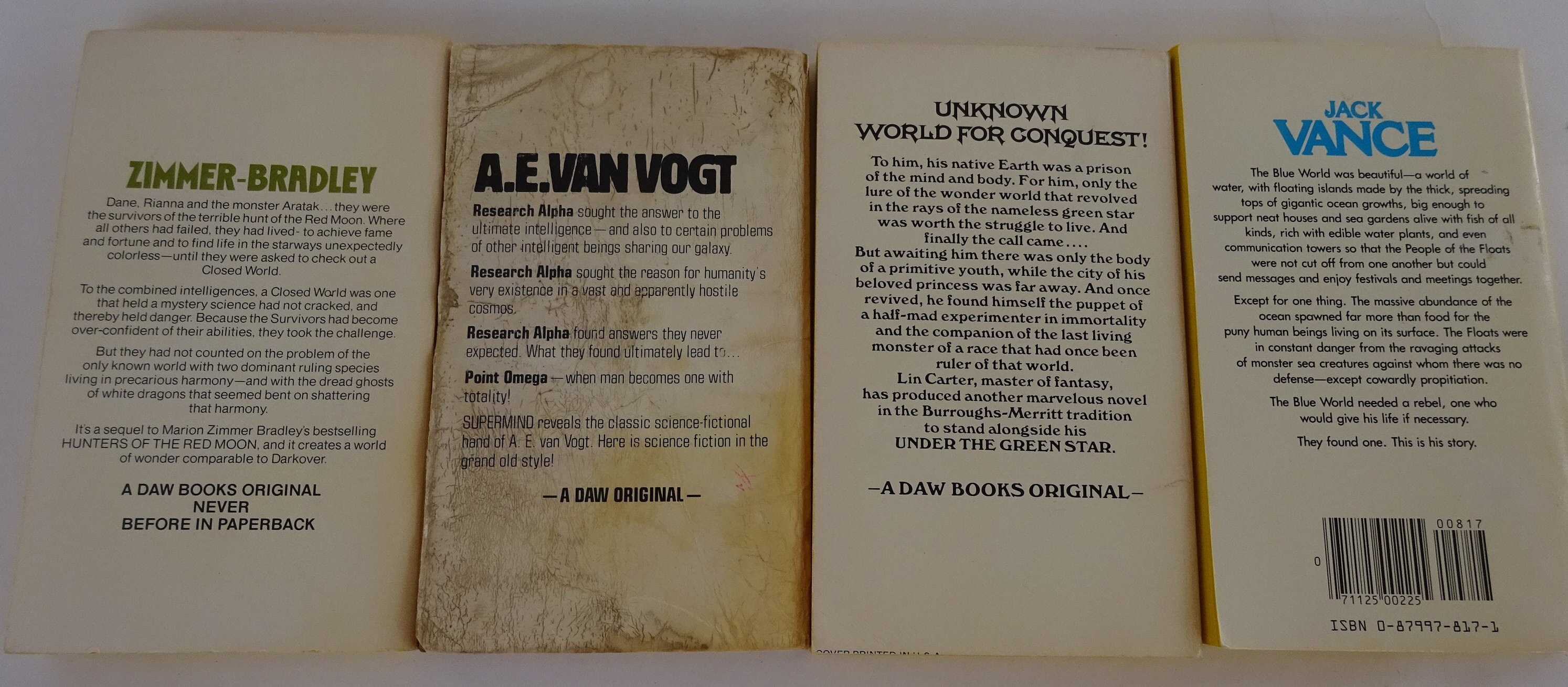 Vintage Paperbacks, Science Fiction, 7 DAW Books, 1970's