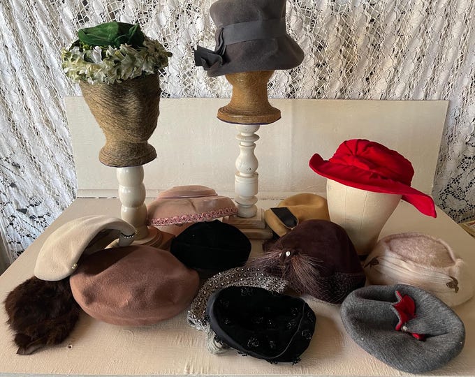 Vintage Velvet Hat Collection: Ladies Fashion Hats, 13 Piece Lot - Etsy