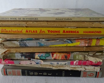 Vintage 1950s Children's Books - Set of 10 Hardcover Non-Fiction - For Crafting