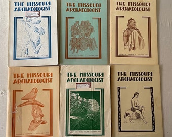 vintage pamphlets, The Missouri Archaeologist, 1948, 1956-1958, 6 booklets, illustrated, free shipping, from Diz Has Neat Stuff