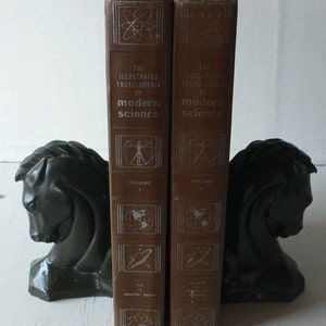 vintage Encyclopedia of Modern Science, two volumes, Illustrated, 1958, free shipping, from Diz Has Neat Stuff