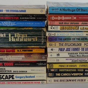 vintage paperbacks, Science Fiction, 24 books, 1960&#39;s thru 1980&#39;s, instant collection, free shipping, from Diz Has Neat Stuff