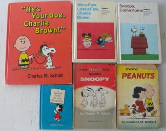 vintage Charles Schultz books, Peanuts, Charlie Brown, Snoopy, Lucy, group of 6, free shipping, from Diz Has Neat Stuff