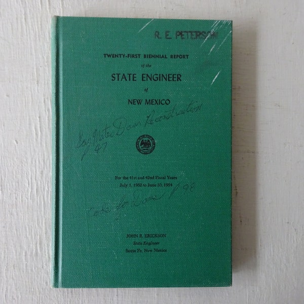 vintage book, Twenty First Biennial Report of the State Engineer of New Mexico, 1954, illustrated, free shipping,  from Diz Has Neat Stuf
