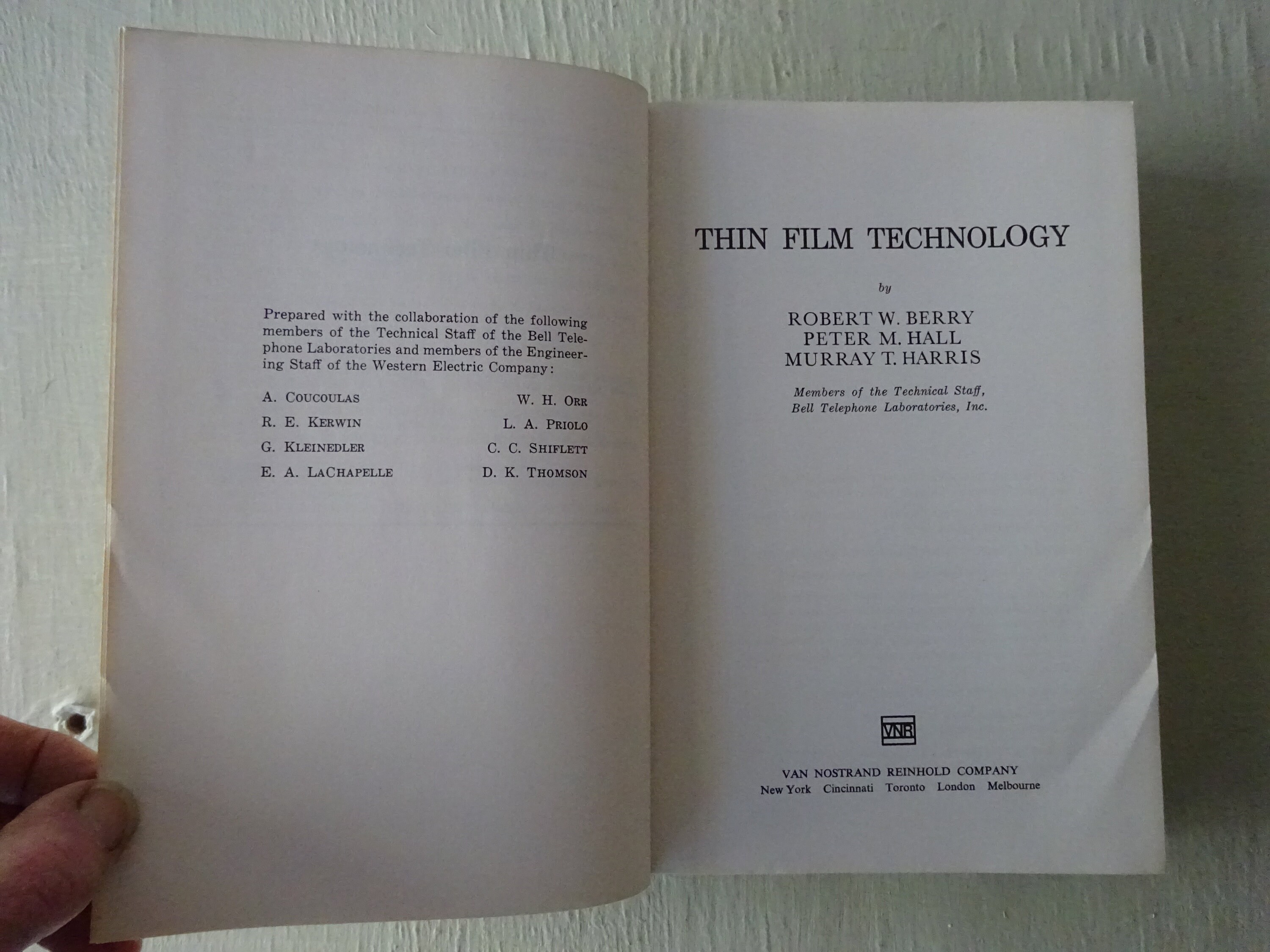 Vintage textbook, Thin Film Technology, 1968, Robert Berry Vintage textbook, Thin Film Technology, 1968, Robert Berry
